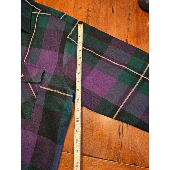 VTG claybrooke outdoors flannel XL purple green soft cabincore - Picture 6 of 10